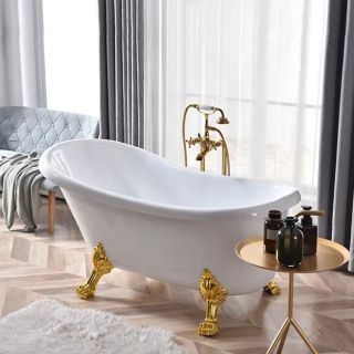 Акриловая ванна Cerutti SPA Classic 150 CT9667 на львиных лапах золото